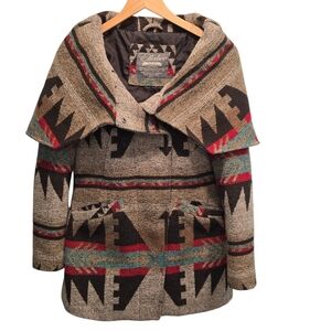 Ellabee Southwestern Aztec Pattern Hooded Coat Size XS